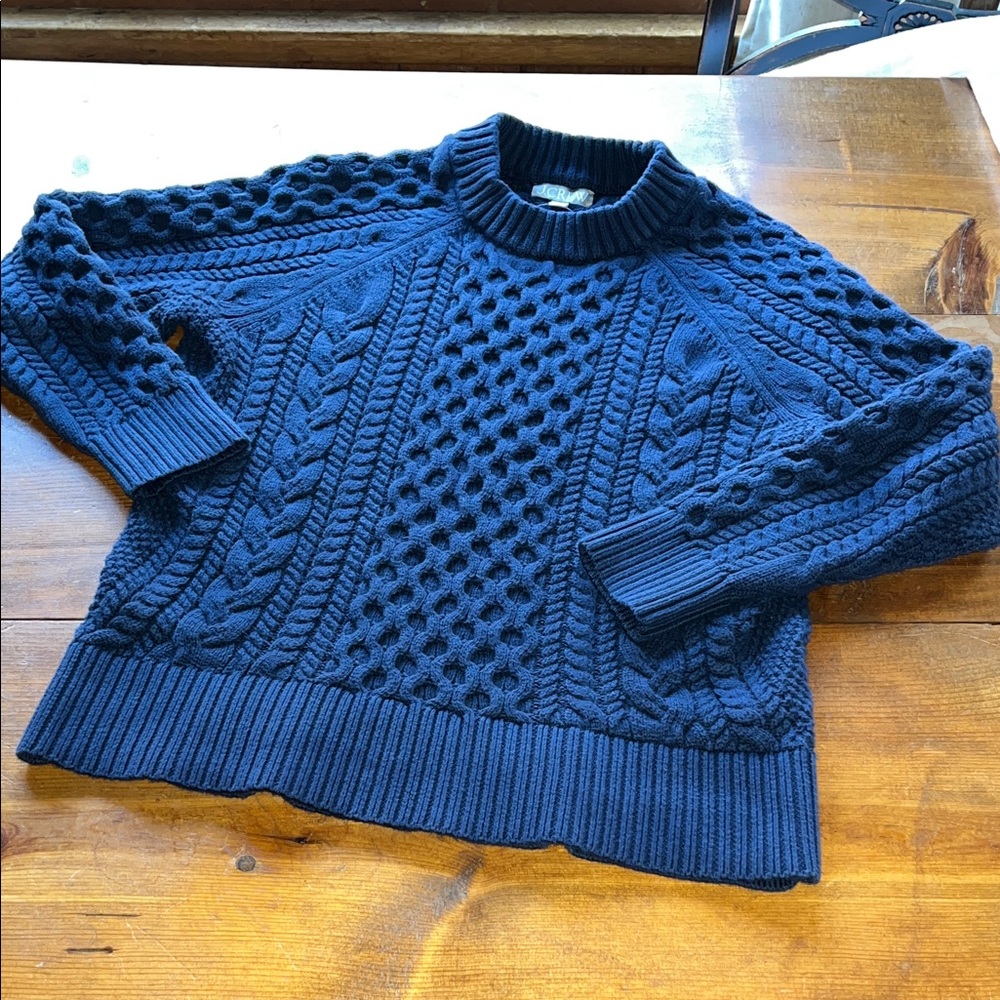 J.Crew Beautiful Navy Cotton Cable Knit Sweater